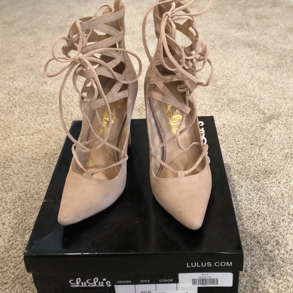 Lulus suede nude heels